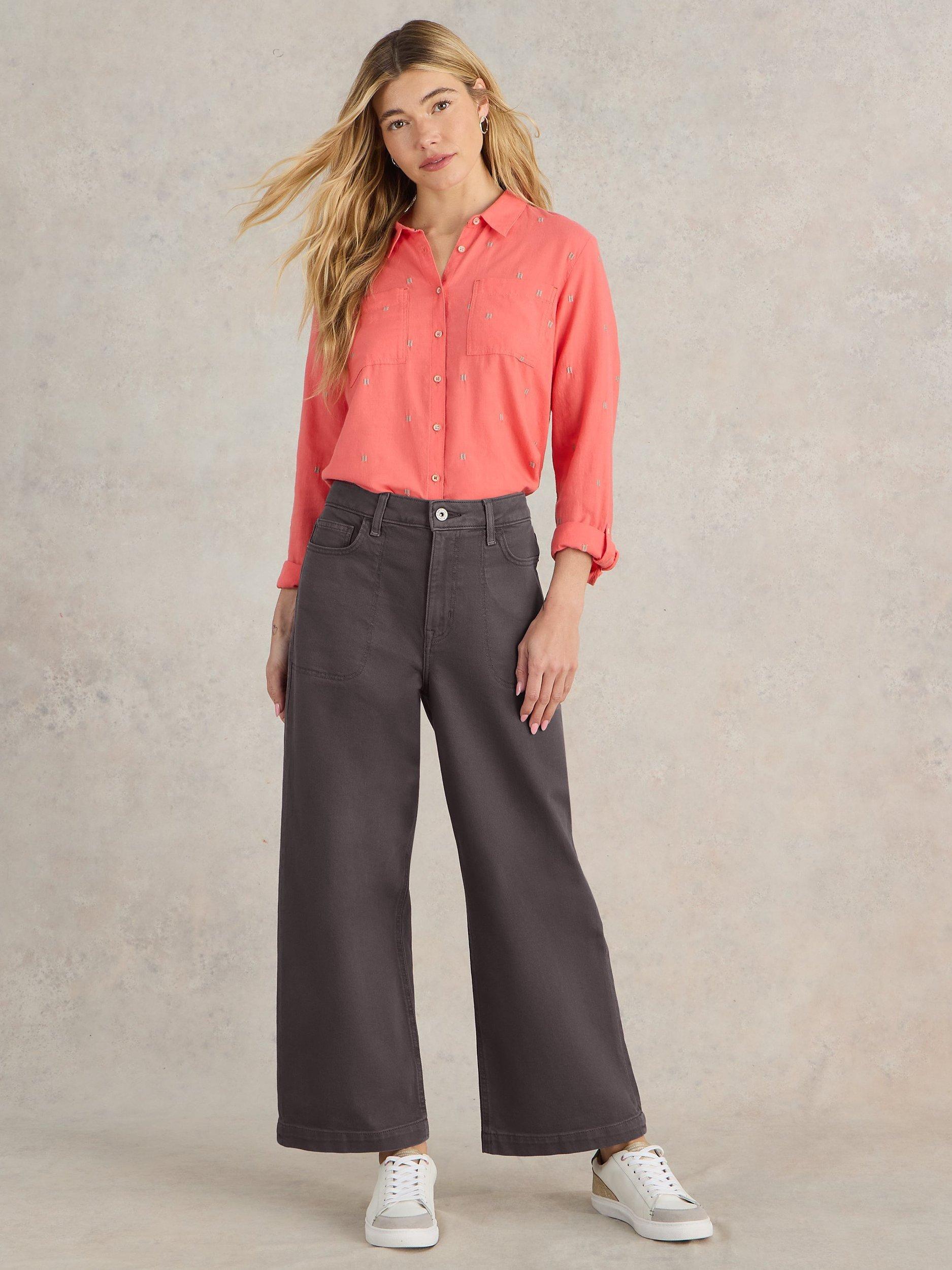 White Stuff Tia Wide Leg Crop Jeans, Purple, 6R