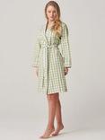 British Boxers Crisp Cotton Mid-Length Dressing Gown, Field Green