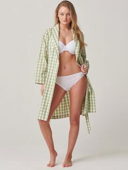 British Boxers Crisp Cotton Mid-Length Dressing Gown - view 2, Field Green