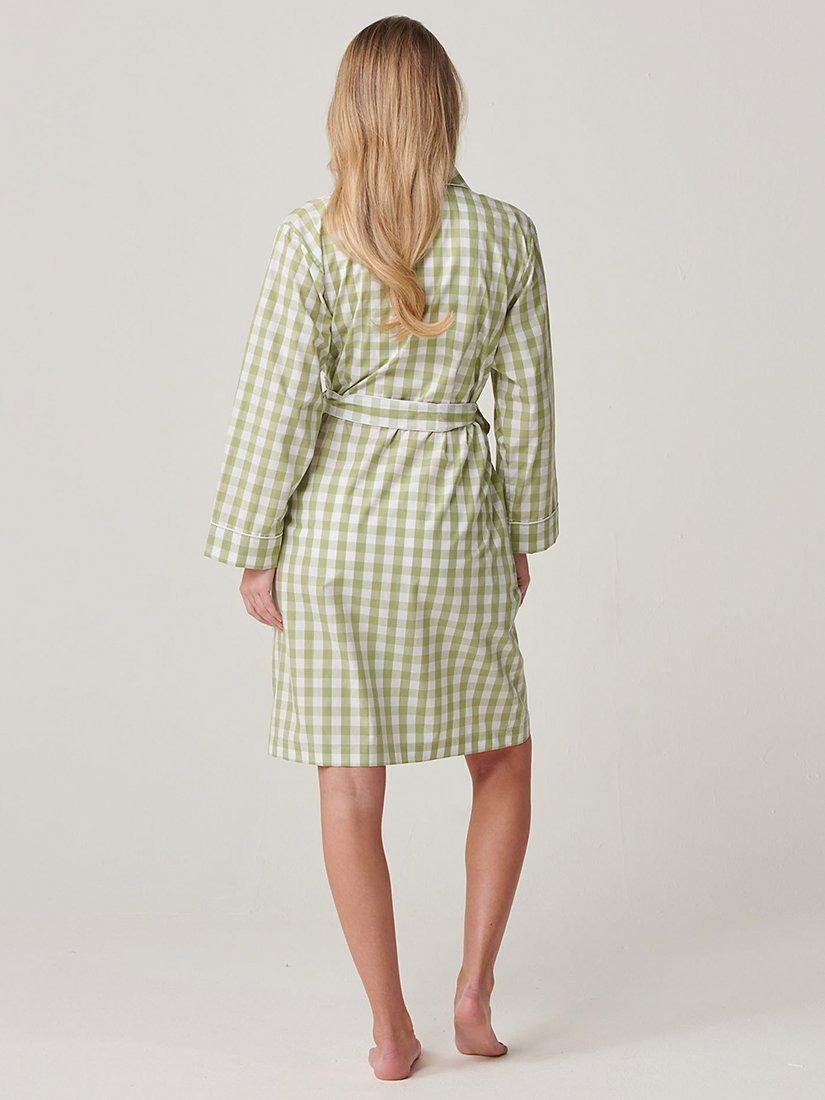 Product image 5 of 5, which shows British Boxers Crisp Cotton Mid-Length Dressing Gown, Field Green, XS