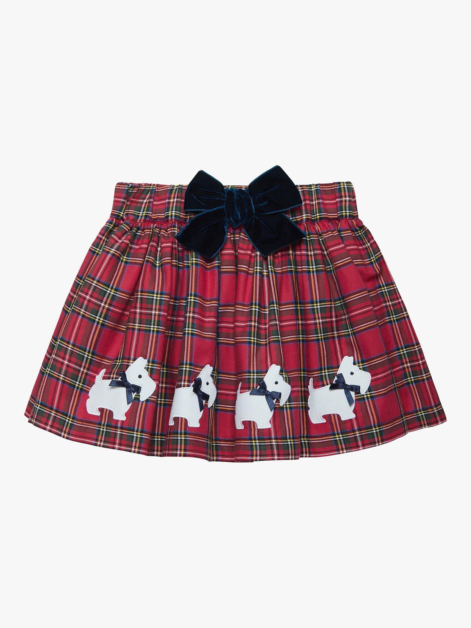 Product image 1 of 3, which shows Trotters Kids' Tartan Scottie Skirt, Red Tartan, 2-3 years