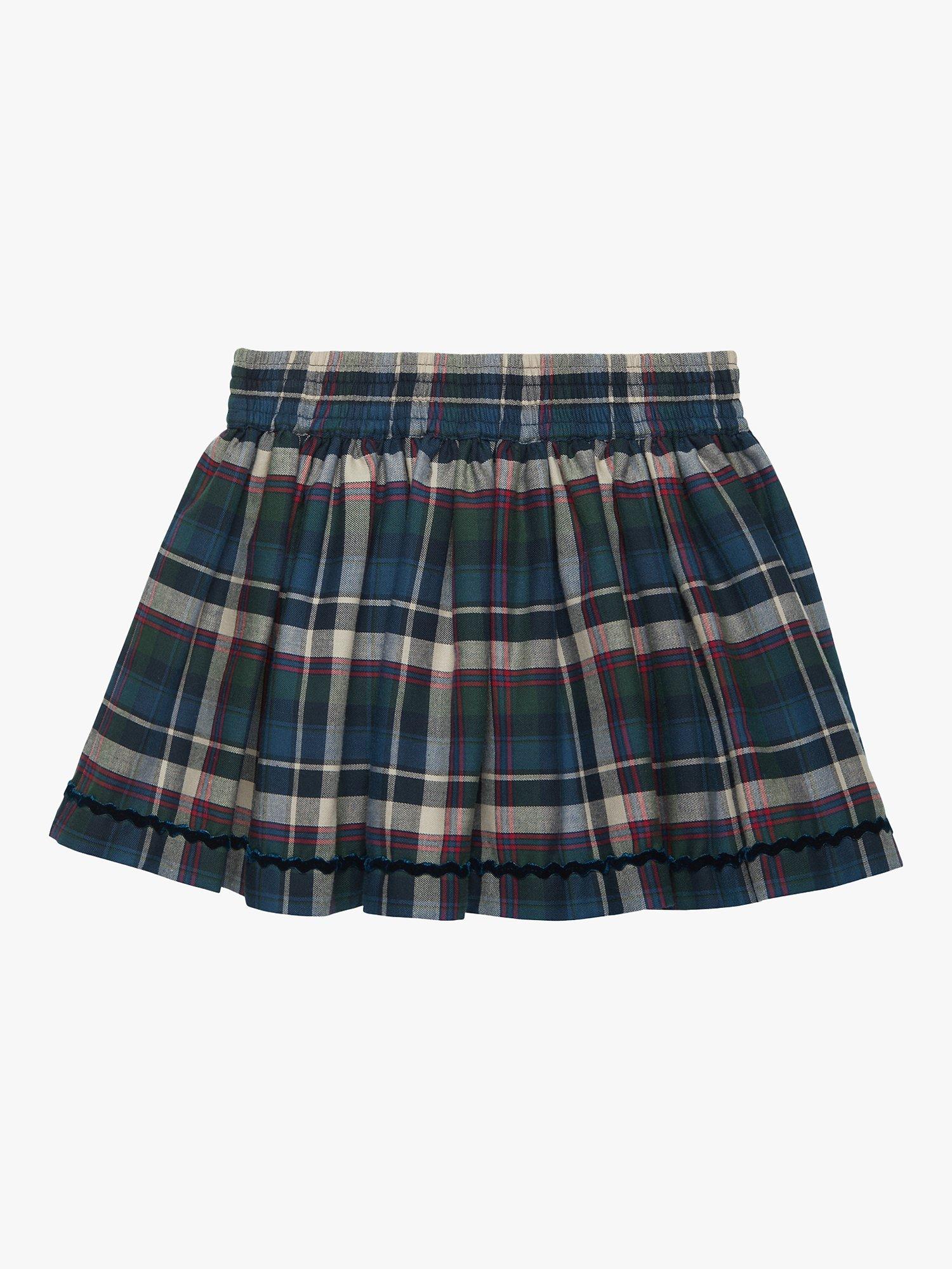 Product image 2 of 3, which shows Trotters Kids' Tartan Bow Skirt, Blue Tartan, 2-3 years
