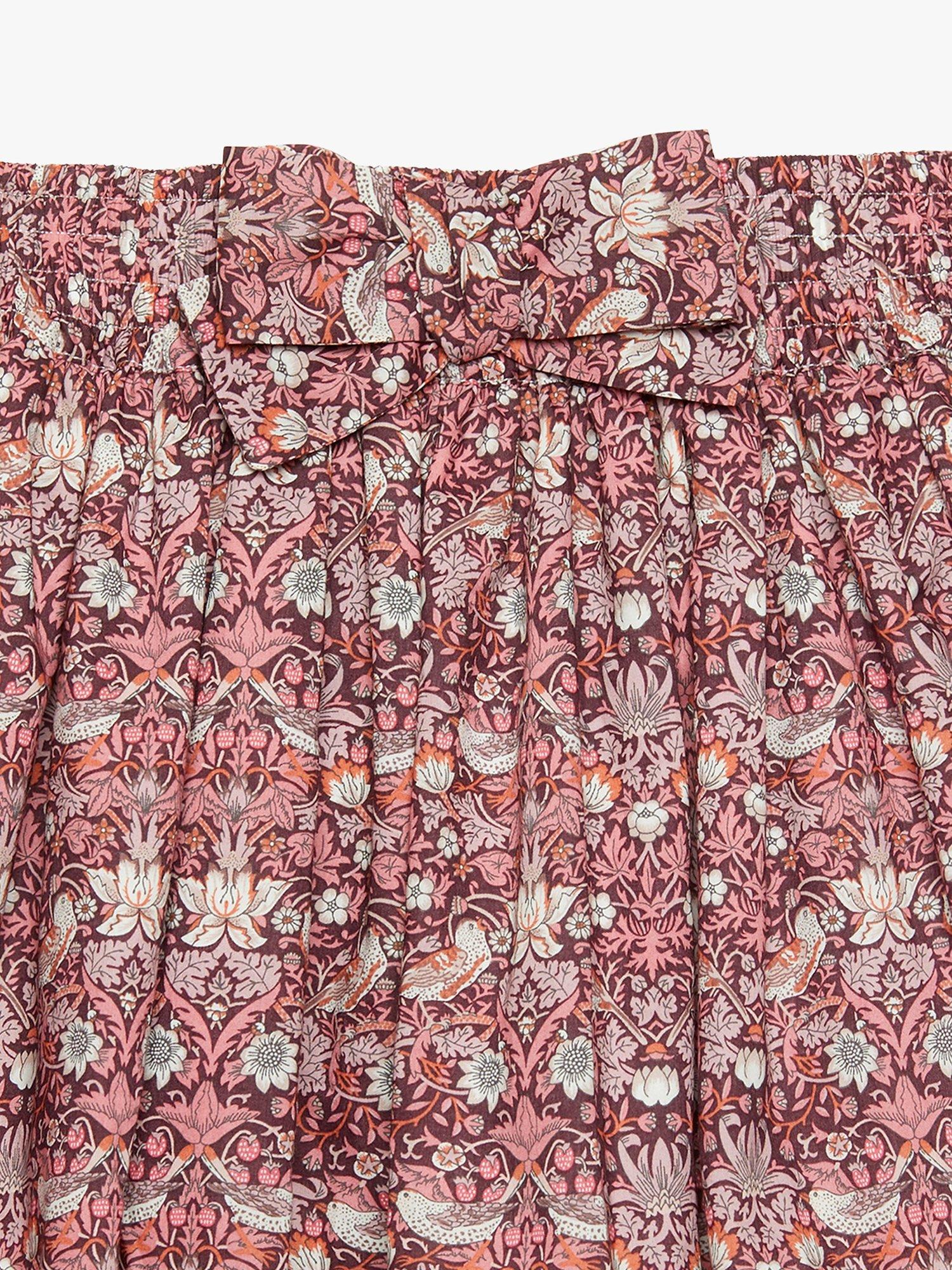 Product image 3 of 5, which shows Trotters Kids' Strawberry Thief Ric Rac Skirt, Plumstrawberry, 2-3 years