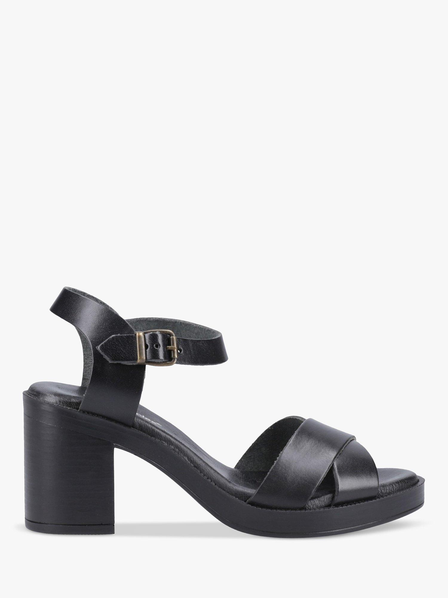 Hush Puppies Georgia Leather Heeled Sandals, Black, 3