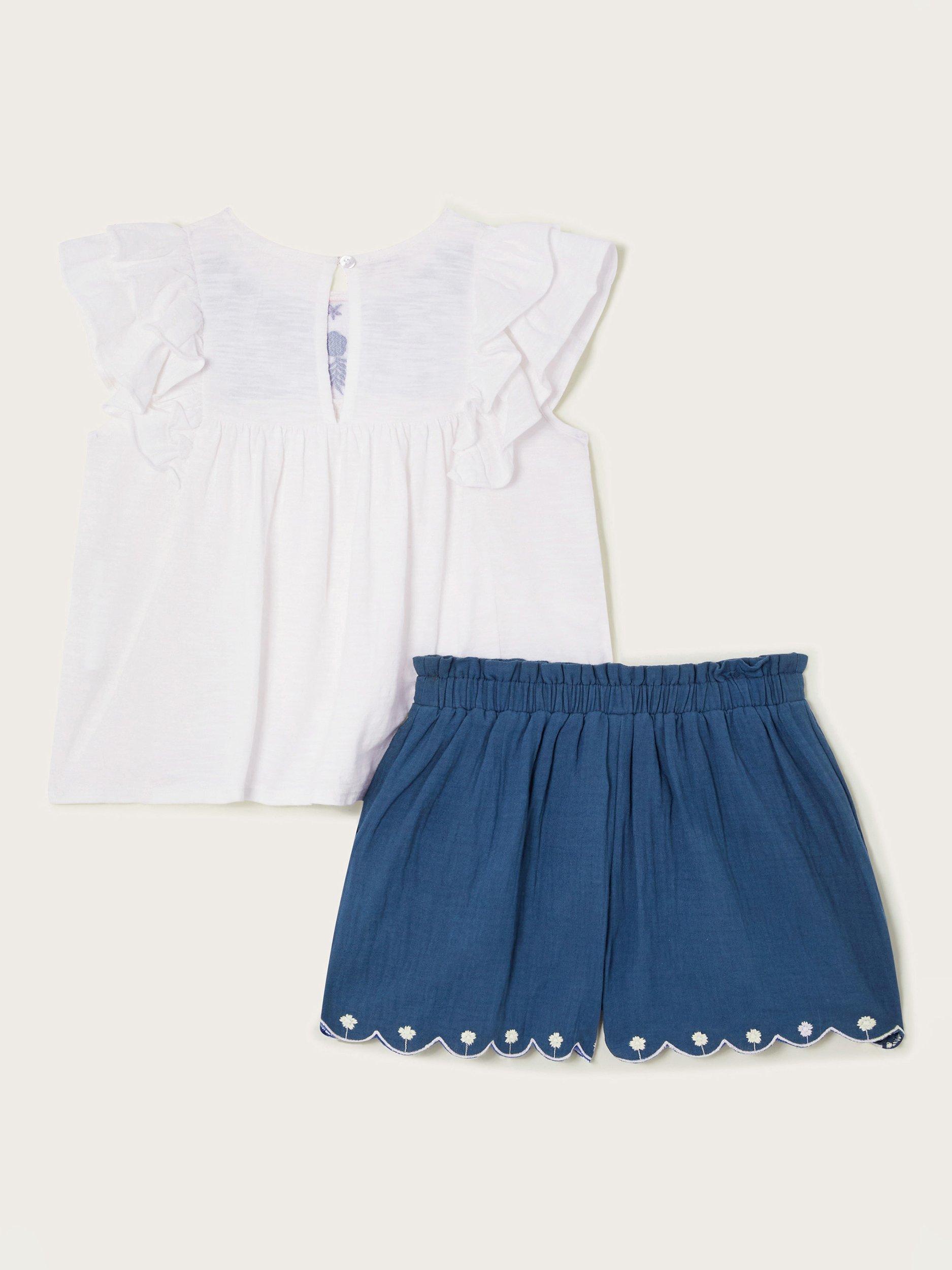Monsoon Kids' Top and Short Set, White, 14-15 years