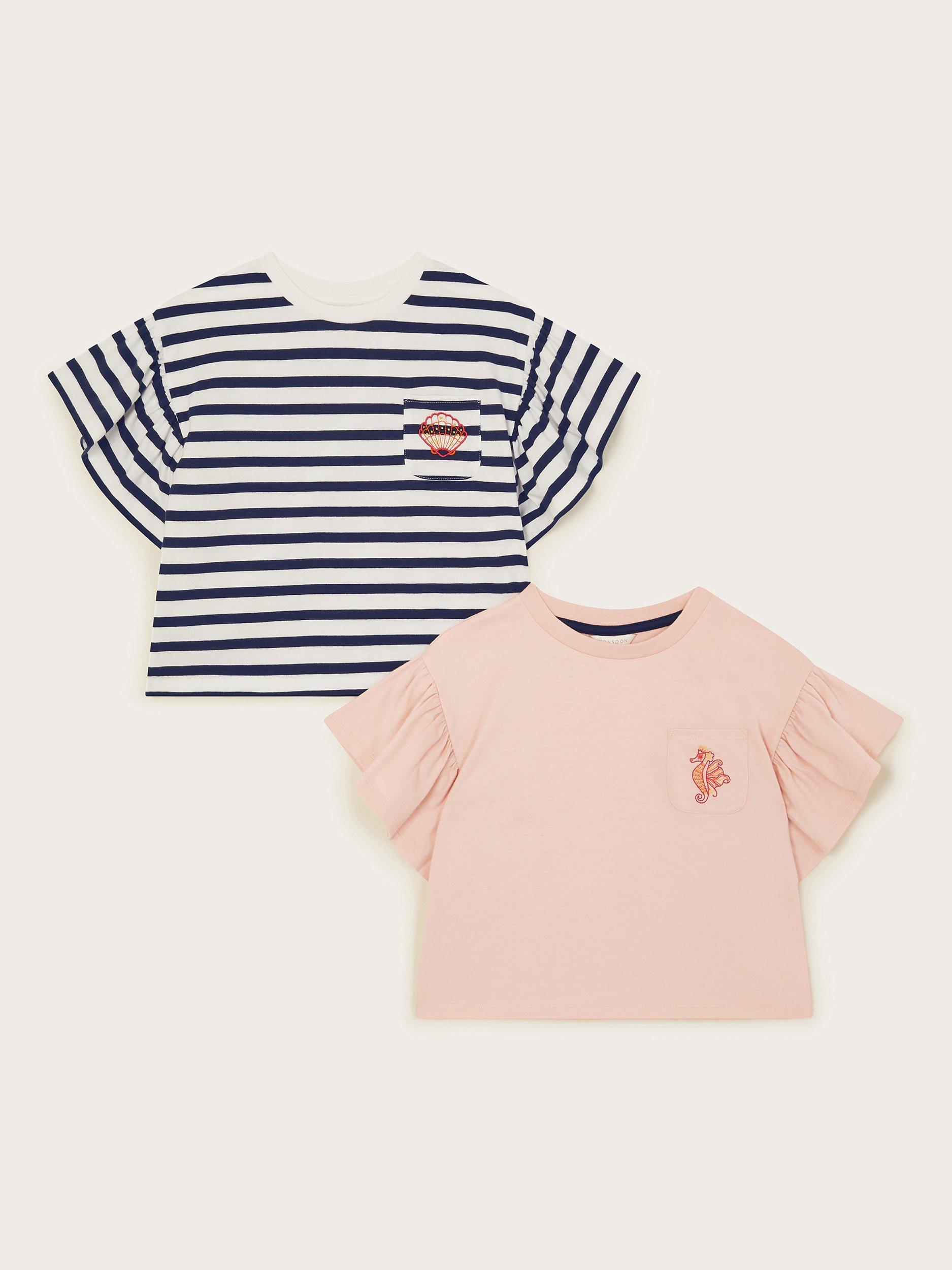 Monsoon Kids' Seahorse Design T-Shirts, Pack of 2