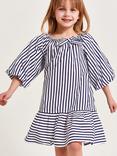 Monsoon Kids' Striped Puff Dress, White/Multi