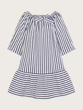 Monsoon Kids' Striped Puff Dress, White/Multi