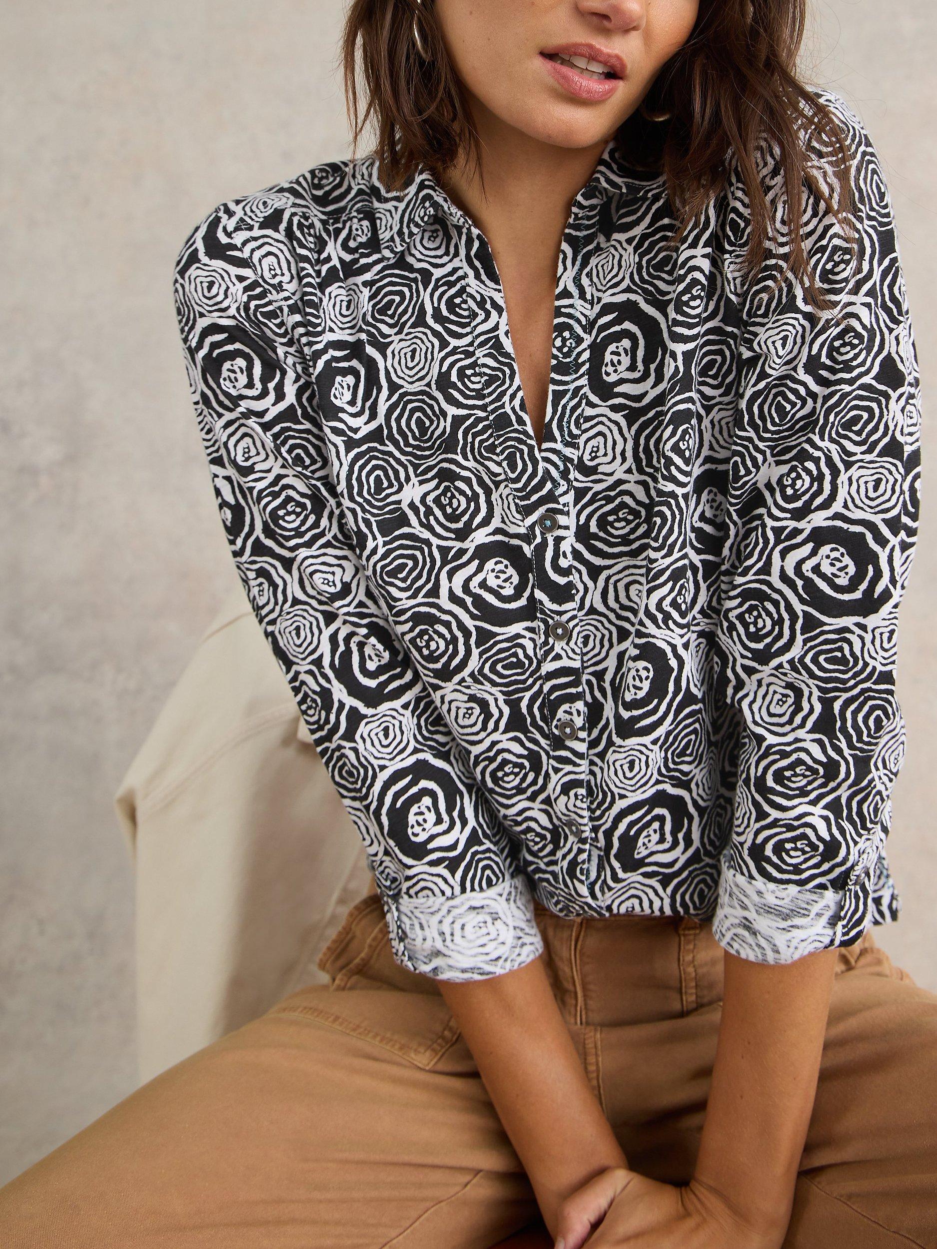 Product image 3 of 7, which shows White Stuff Annie Floral Shirt, Black/White, 6