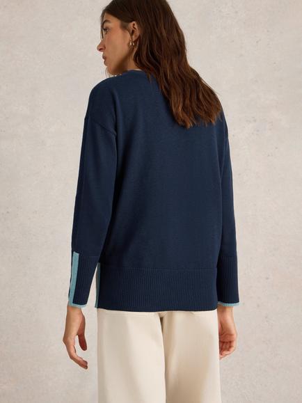 White Stuff Olive Organic Cotton Blend Jumper - view 2, French Navy