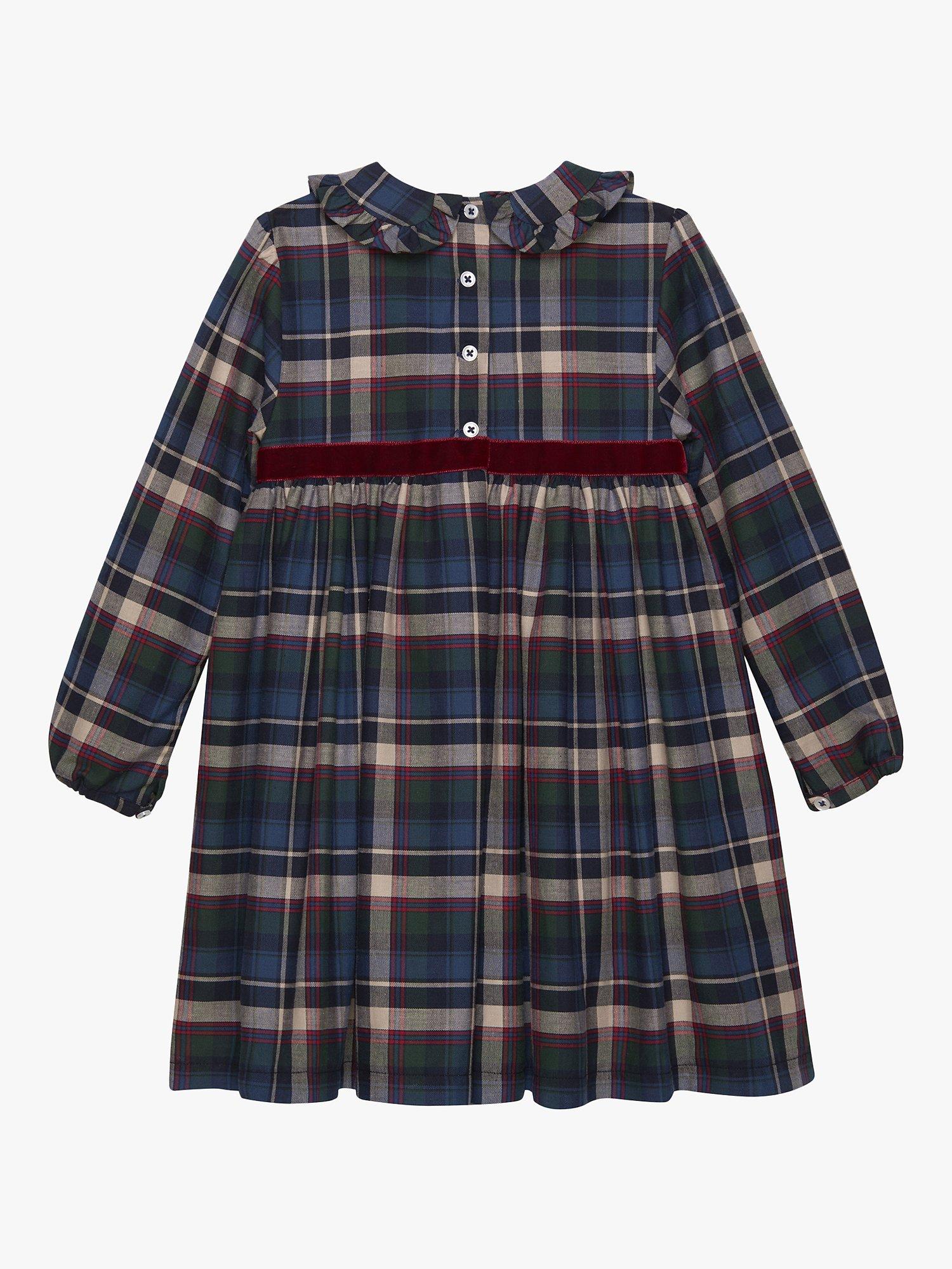 Product image 2 of 3, which shows Trotters Kids' Bonnie Tartan Party Dress, Blue/Multi, 2 years