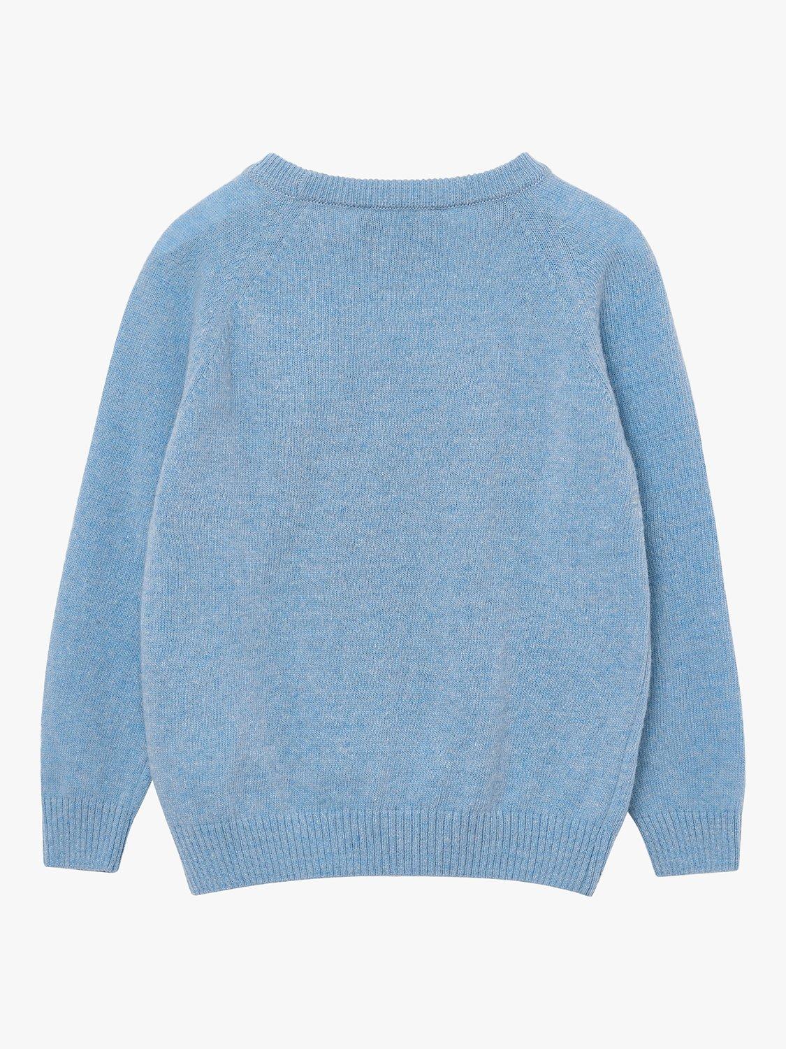 Trotters Kids' Augustus Lion Wool Blend Jumper, Blue Marl, 2-3 years