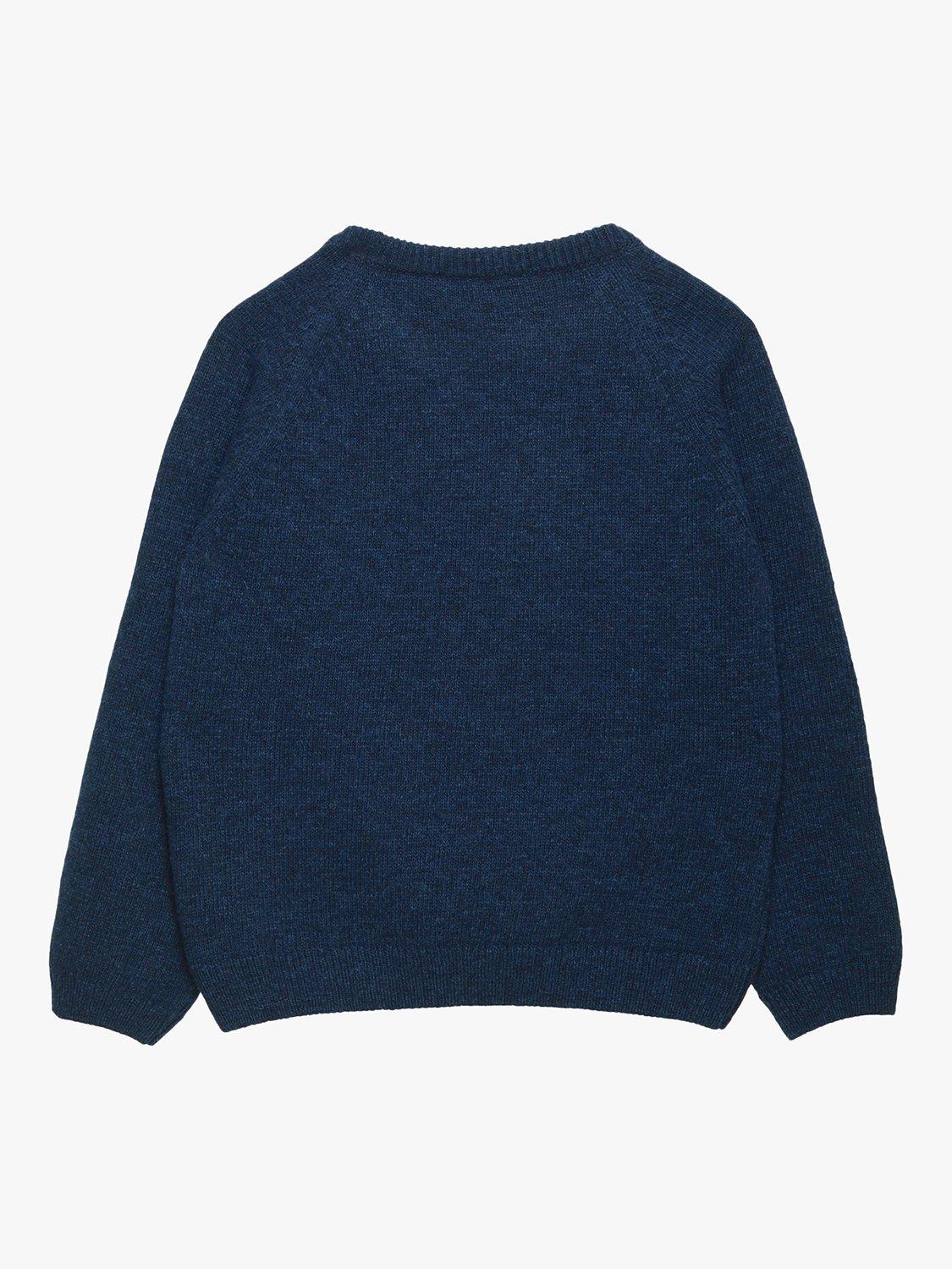 Product image 2 of 5, which shows Trotters Kids' Dinosaur Jumper, Navy Marl, 2-3 years