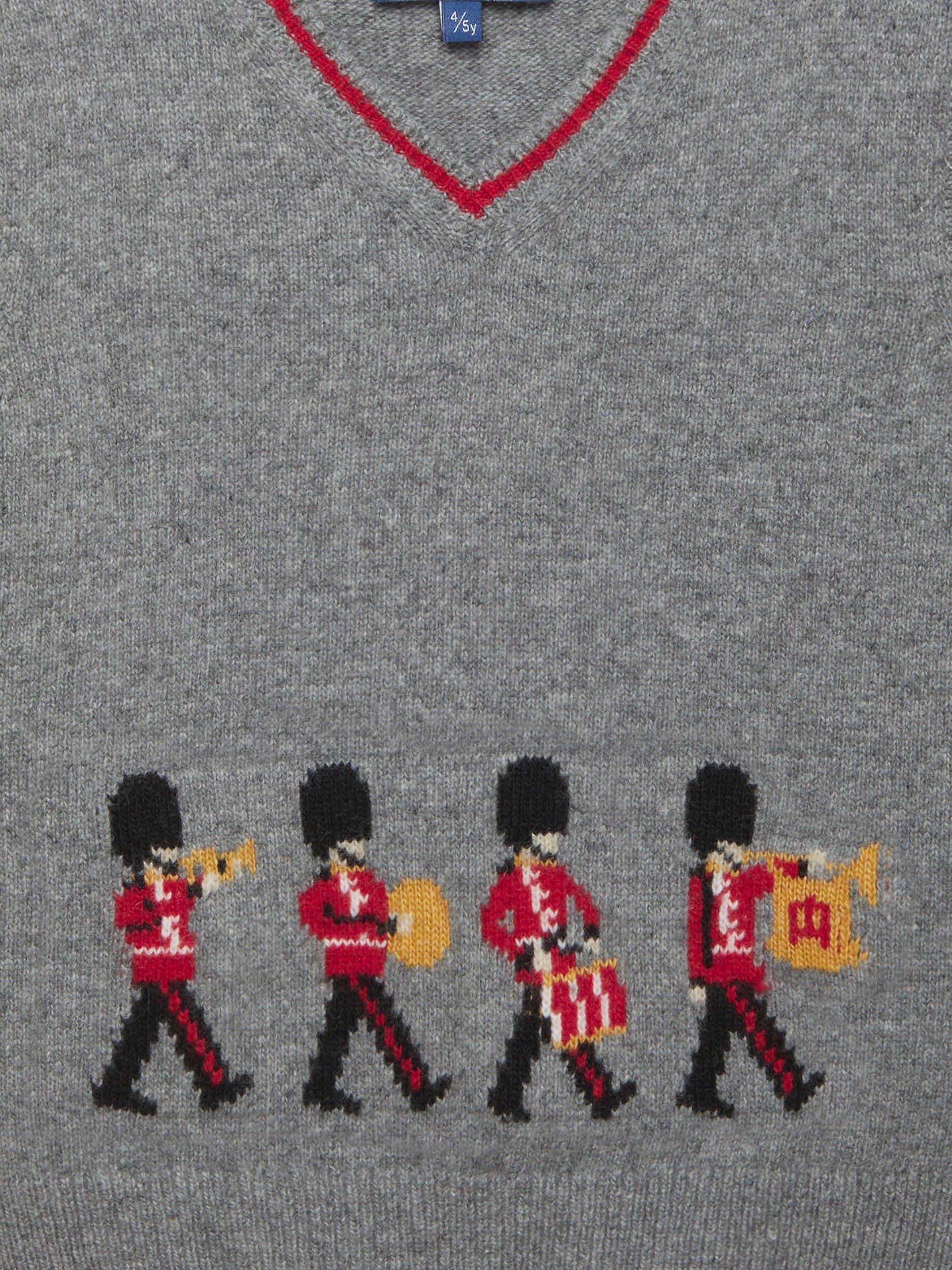 Product image 3 of 4, which shows Trotters Kids' Guardsman Wool Bend Tank Top, Grey Marl/Multi, 2-3 years