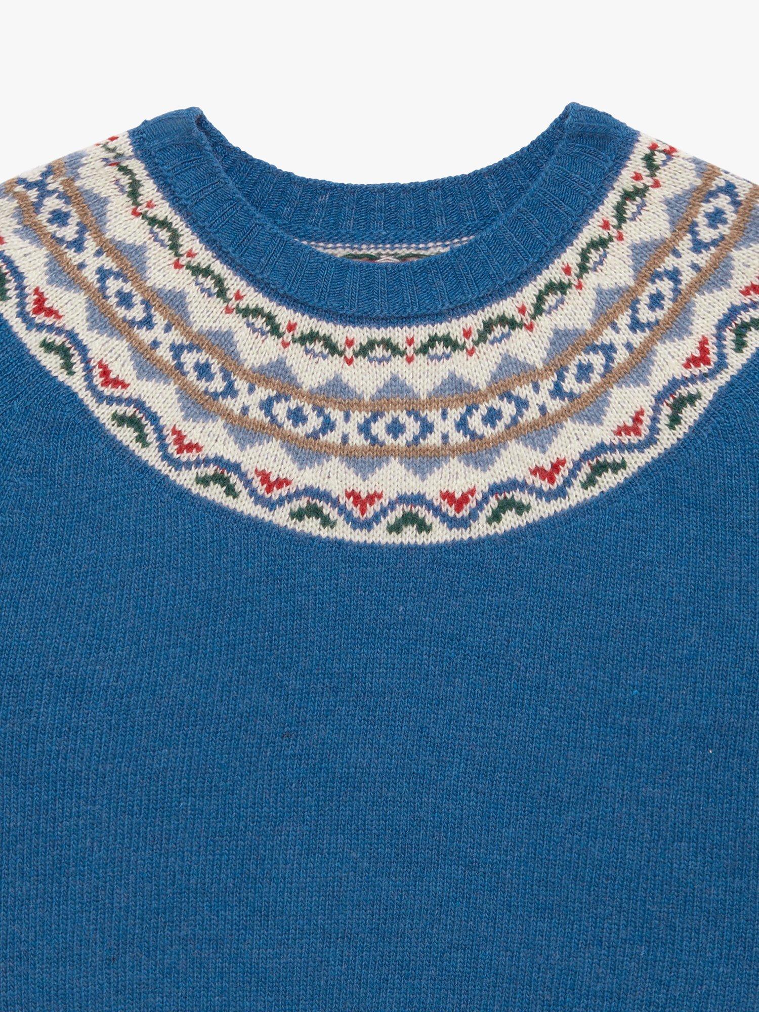 Product image 3 of 3, which shows Trotters Kids' Frankie Fair Isle Intarsia Jumper, Denim Blue Marl, 2-3 years