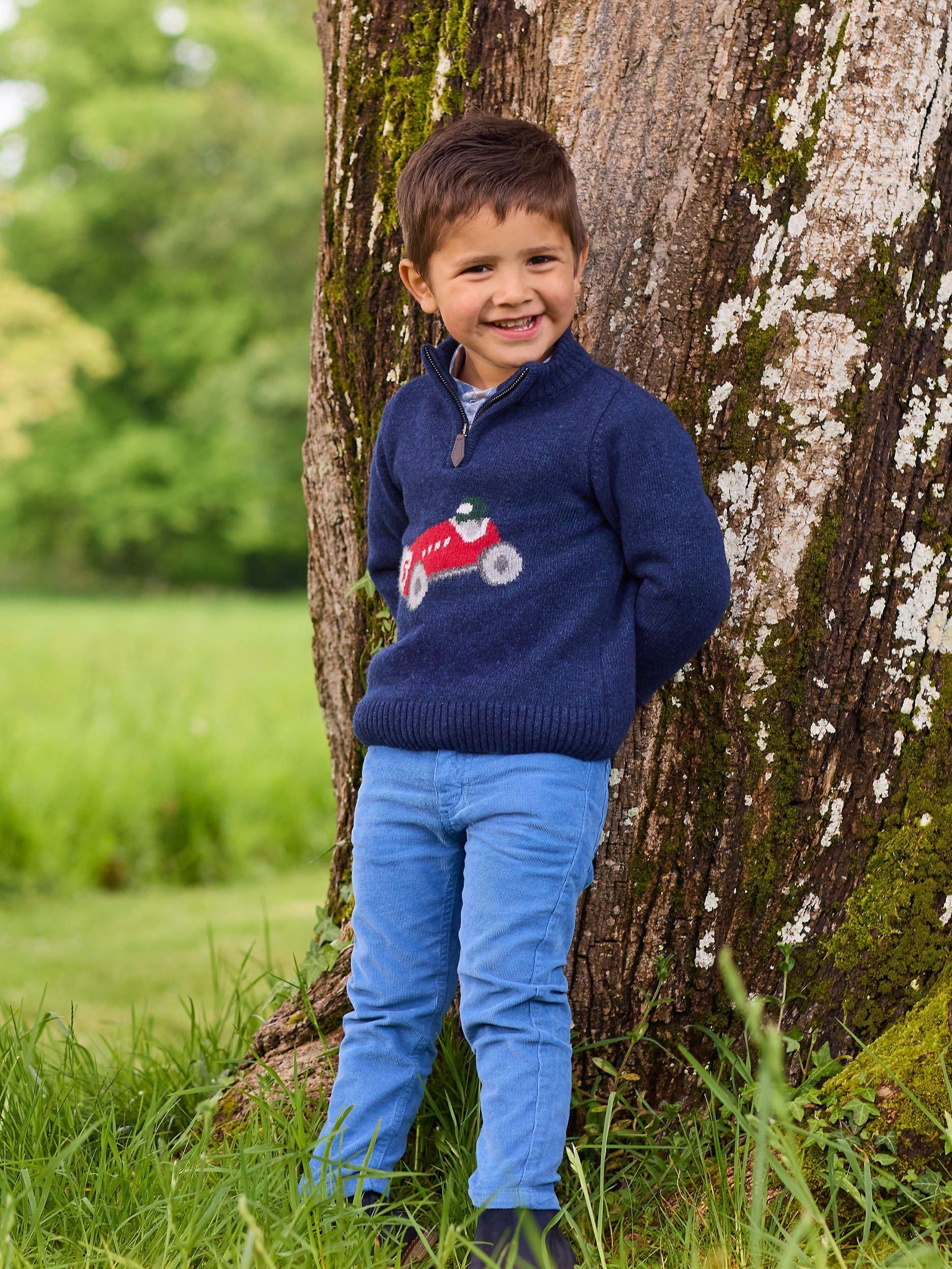 Product image 5 of 5, which shows Trotters Baby Henry Wool Blend Half-Zip Jumper, Navy, 2-3 years