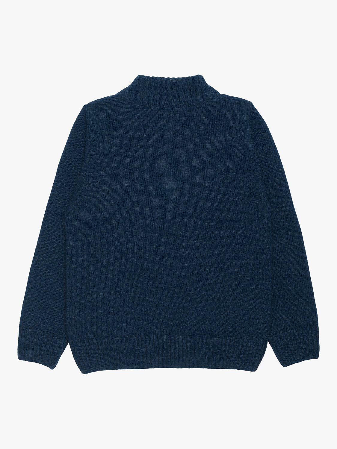 Product image 2 of 5, which shows Trotters Baby Henry Wool Blend Half-Zip Jumper, Navy, 2-3 years