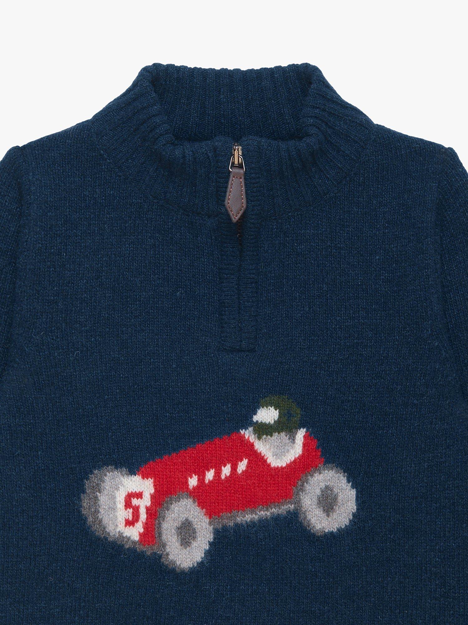Product image 3 of 5, which shows Trotters Baby Henry Wool Blend Half-Zip Jumper, Navy, 2-3 years