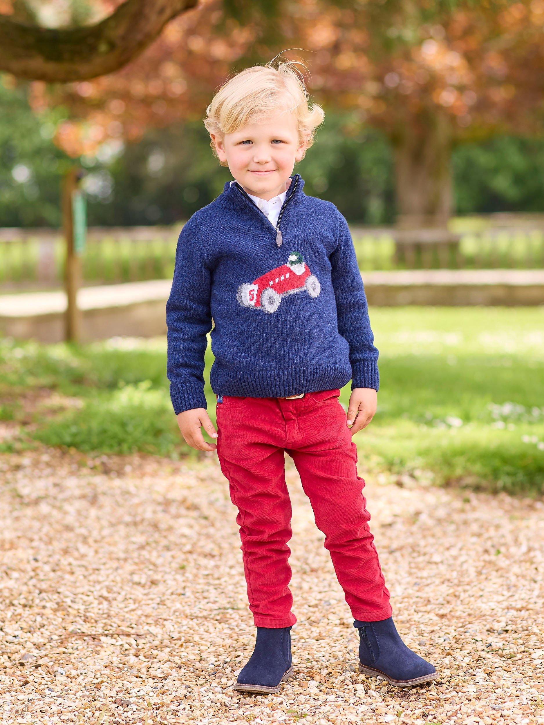 Product image 4 of 5, which shows Trotters Baby Henry Wool Blend Half-Zip Jumper, Navy, 2-3 years