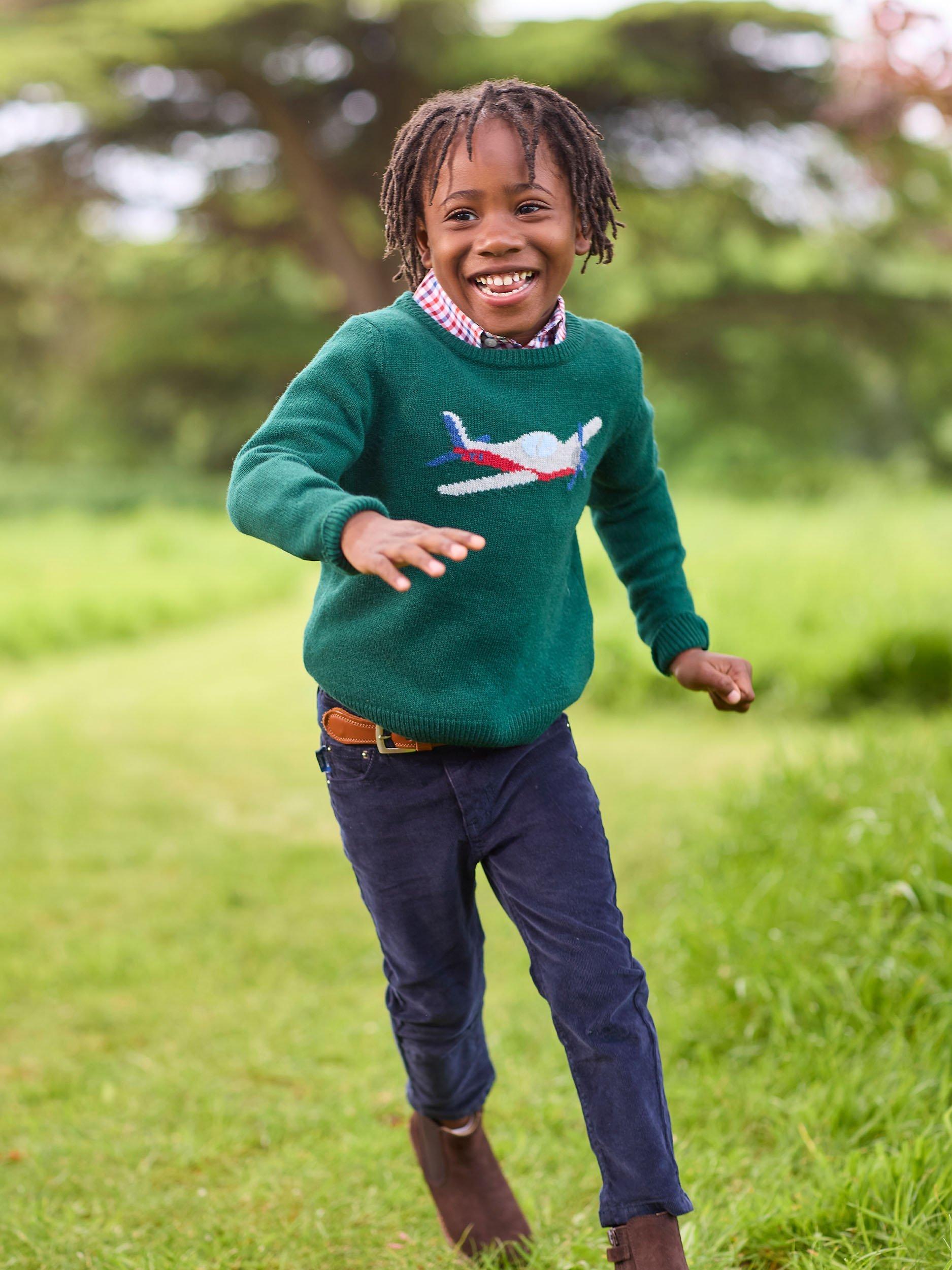 Product image 4 of 4, which shows Trotters Kids' Plane Jumper, Navy, 2-3 years