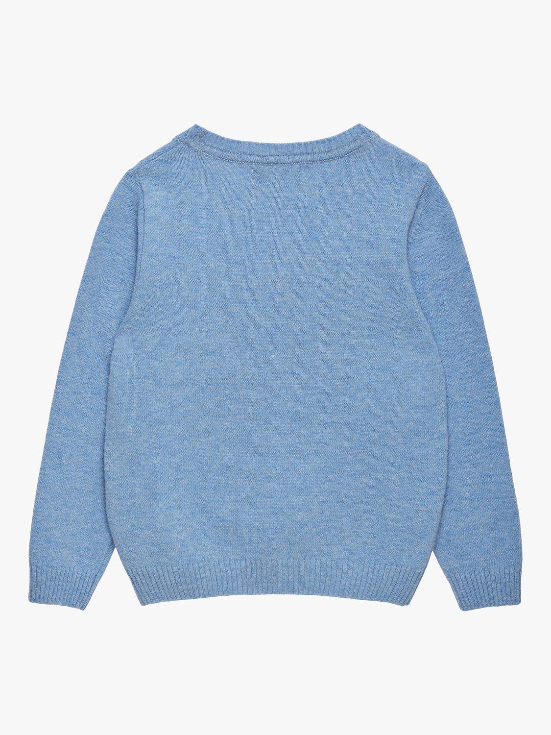 Product image 2 of 7, which shows Trotters Kids' Here Comes Trouble Wool Blend Jumper, Blue Marl, 2-3 years
