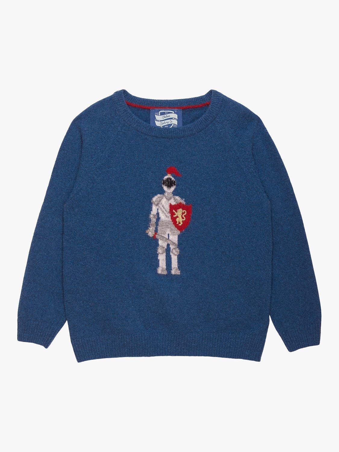 Product image 1 of 4, which shows Trotters Kids' Knight Jumper, Denim Blue Marl, 2-3 years