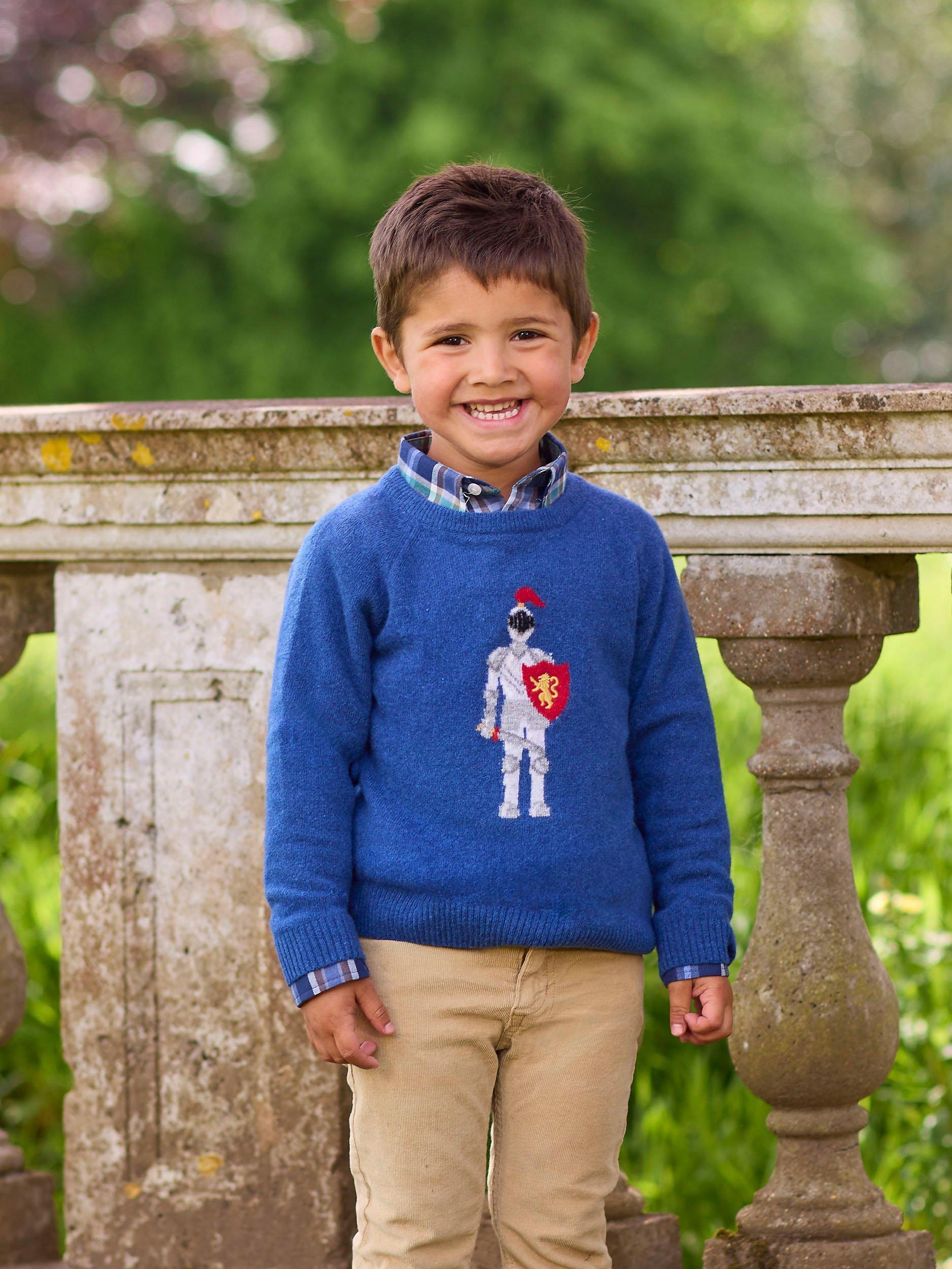 Product image 4 of 4, which shows Trotters Kids' Knight Jumper, Denim Blue Marl, 2-3 years