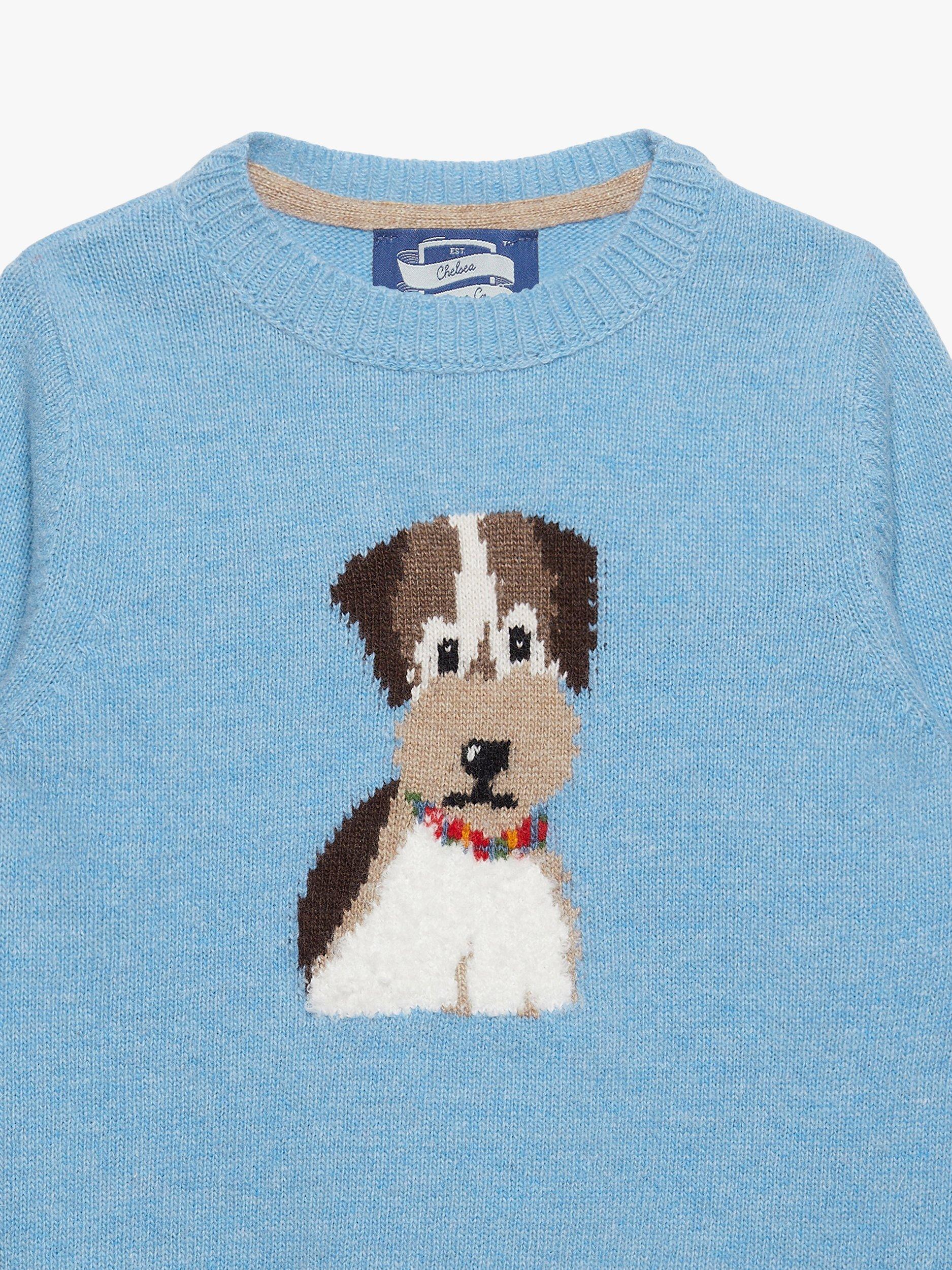 Product image 3 of 6, which shows Trotters Kids' Rufus Dog Jumper, Blue Marl, 2-3 years