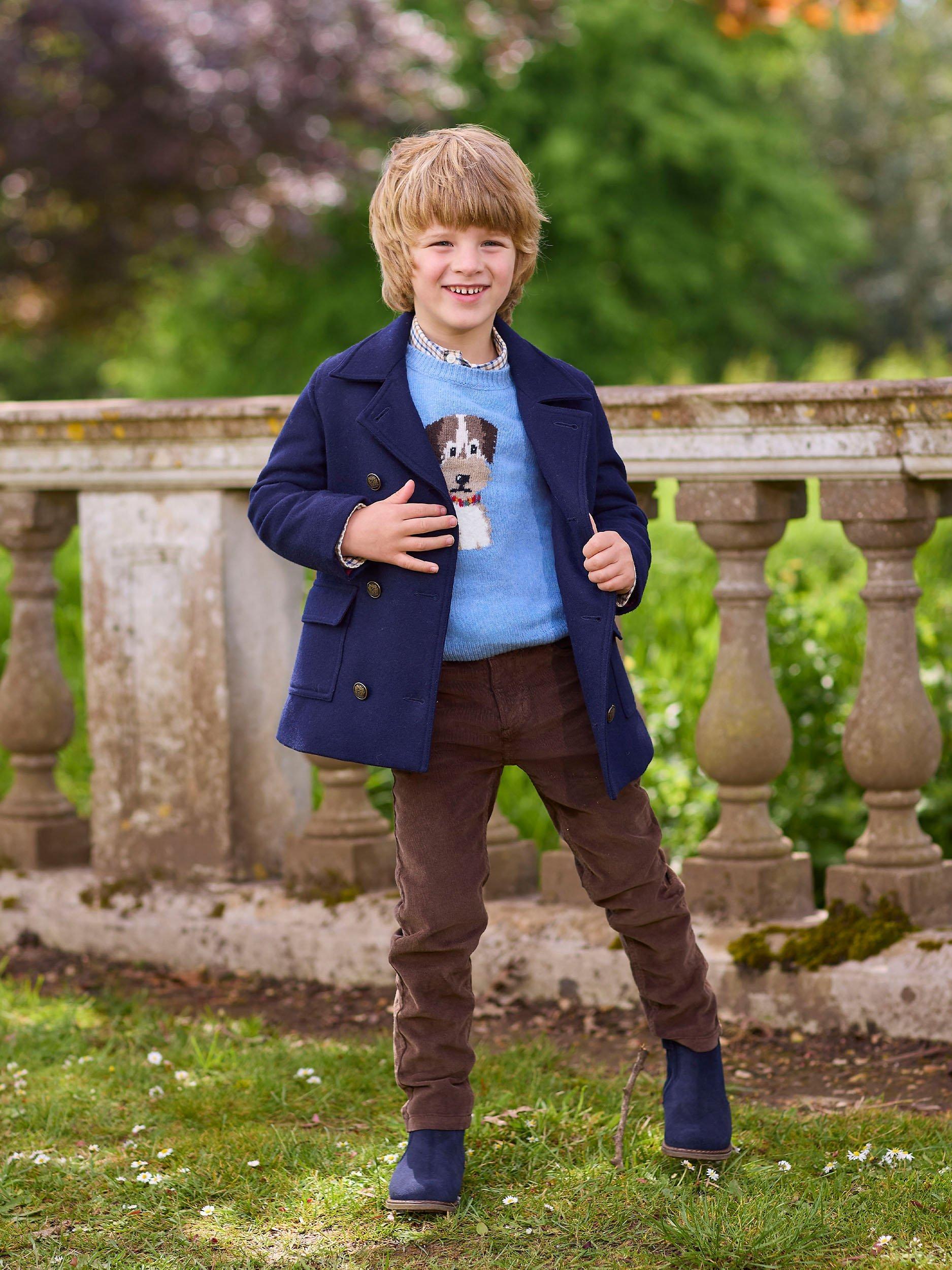 Product image 5 of 6, which shows Trotters Kids' Rufus Dog Jumper, Blue Marl, 2-3 years