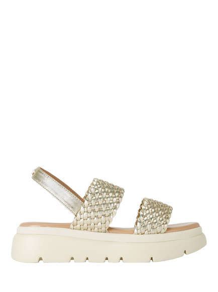 Carvela Krypton Weave Footbed Leather Sandals, Gold Gold