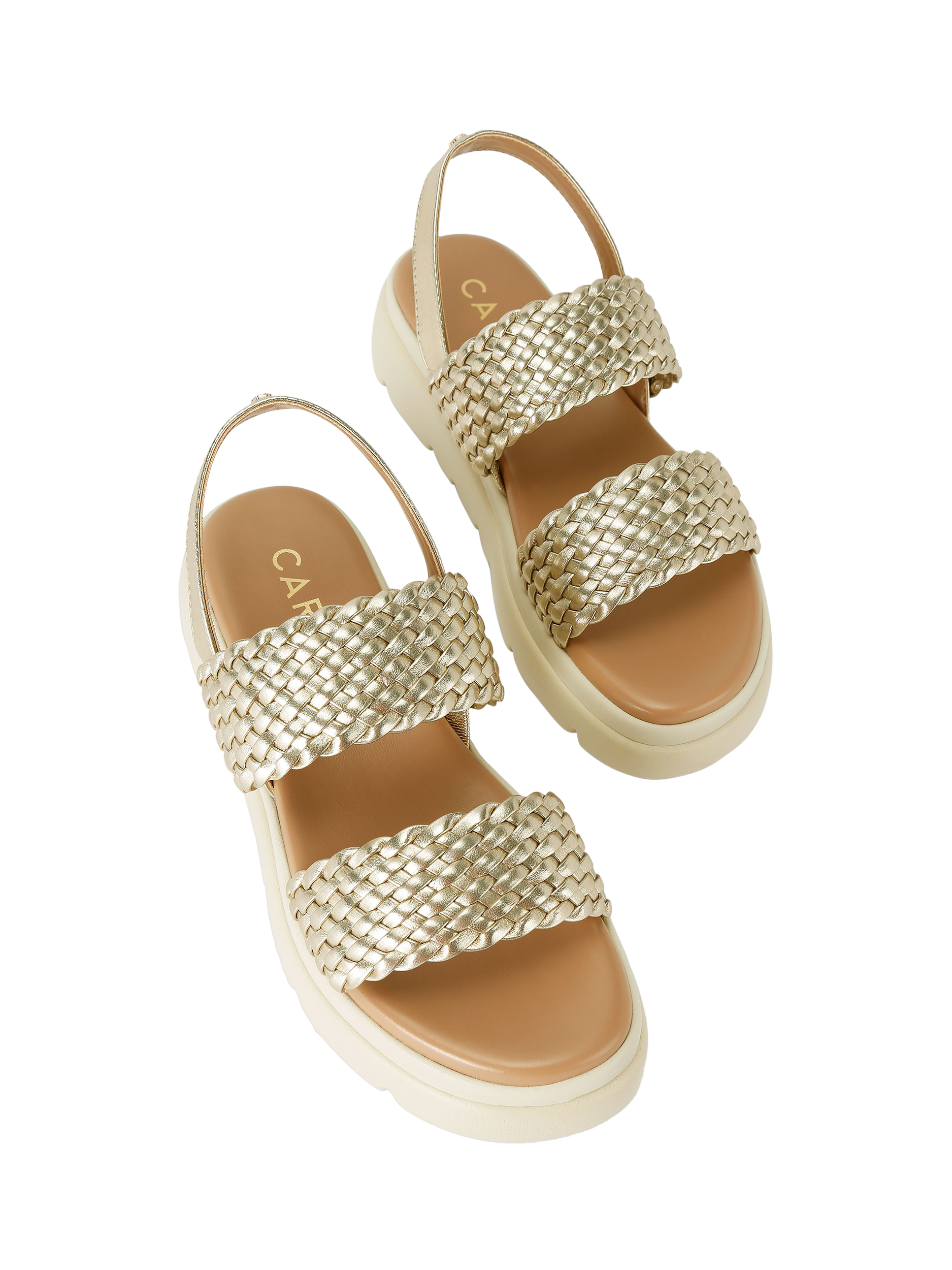 Carvela Krypton Weave Footbed Leather Sandals, Gold, 3