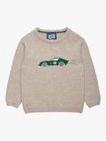 Trotters Kids' Sebastian Car Wool Blend Jumper, Oatmeal