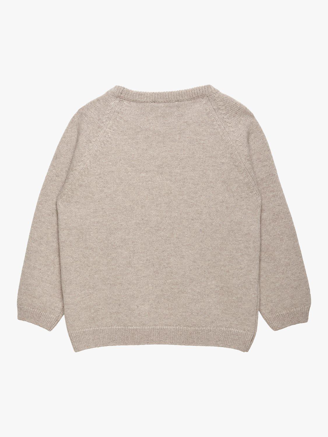 Product image 2 of 4, which shows Trotters Kids' Sebastian Car Wool Blend Jumper, Oatmeal, 2-3 years