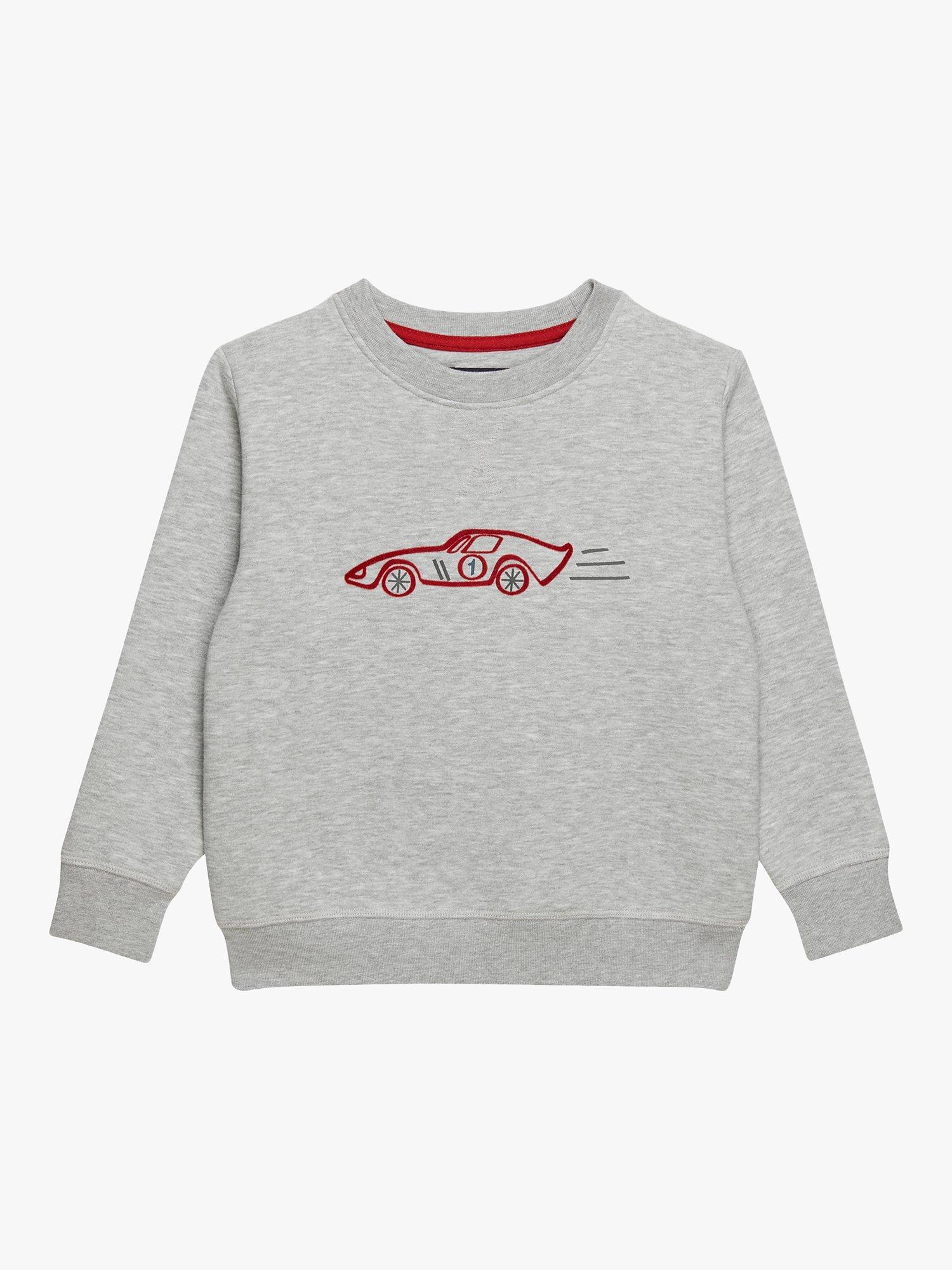 Product image 1 of 4, which shows Trotters Kids' Cotton Blend Sebastian Applique Sweatshirt, Grey Marl, 2-3 years