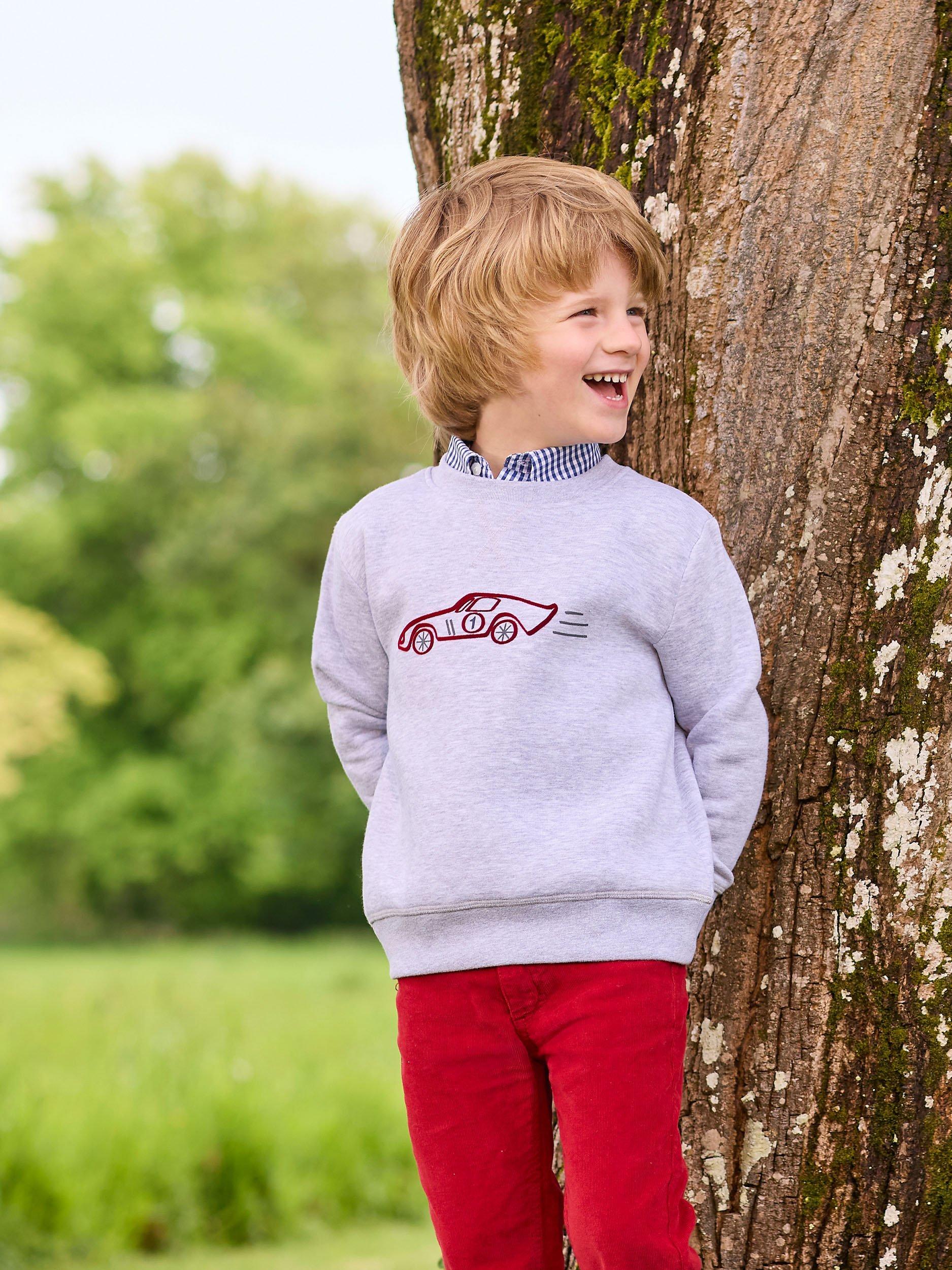 Product image 4 of 4, which shows Trotters Kids' Cotton Blend Sebastian Applique Sweatshirt, Grey Marl, 2-3 years