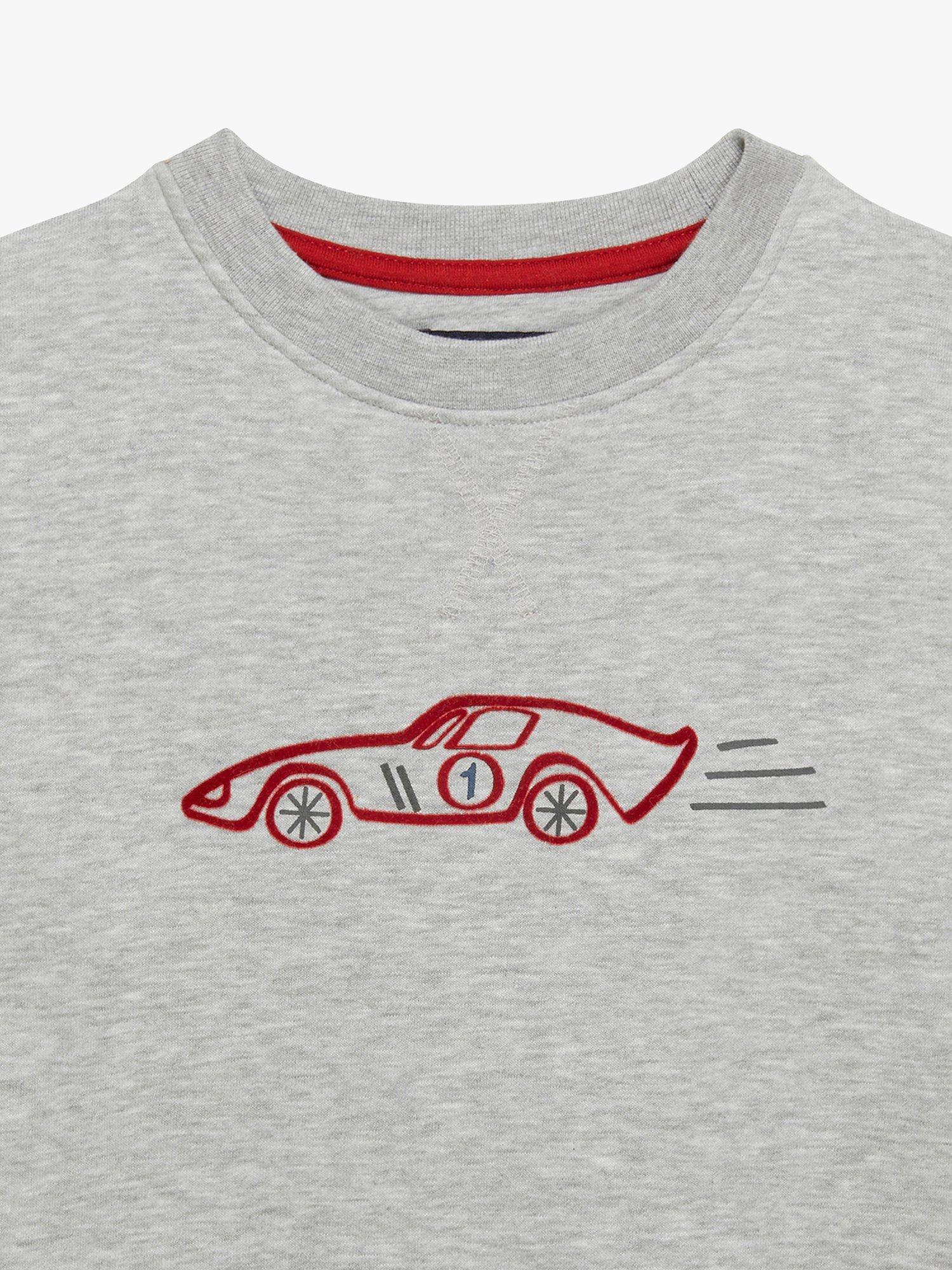 Product image 3 of 4, which shows Trotters Kids' Cotton Blend Sebastian Applique Sweatshirt, Grey Marl, 2-3 years
