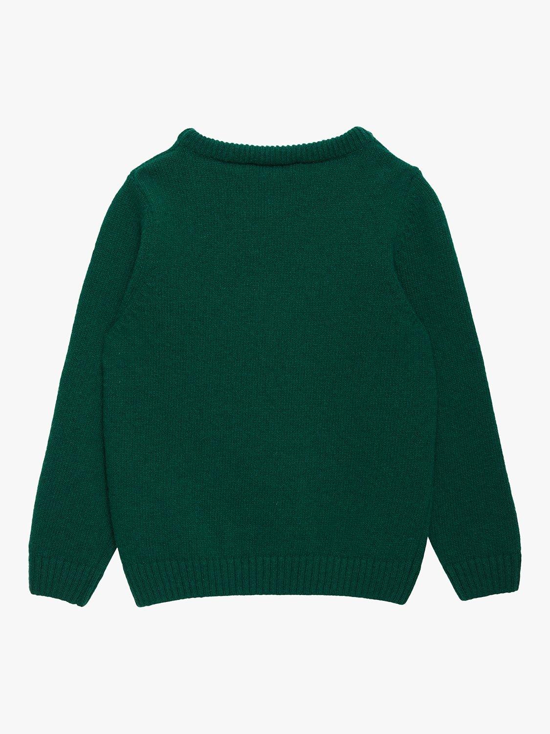 Product image 2 of 3, which shows Trotters Kids' Timothy Teddy Wool Blend Jumper, Green, 2-3 years