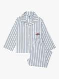 Trotters Kids' Cotton Stripe Race Car Pyjama Set, Denim/Multi