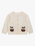 Trotters Baby Wool Blend Christmas Pudding Cardigan, Winter White