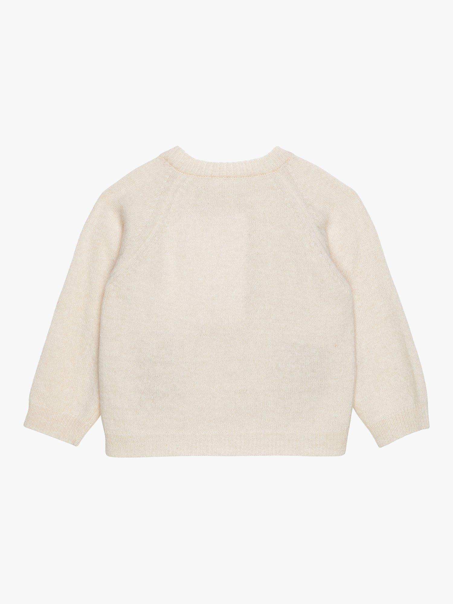 Product image 2 of 3, which shows Trotters Baby Wool Blend Christmas Pudding Cardigan, Winter White, Newborn