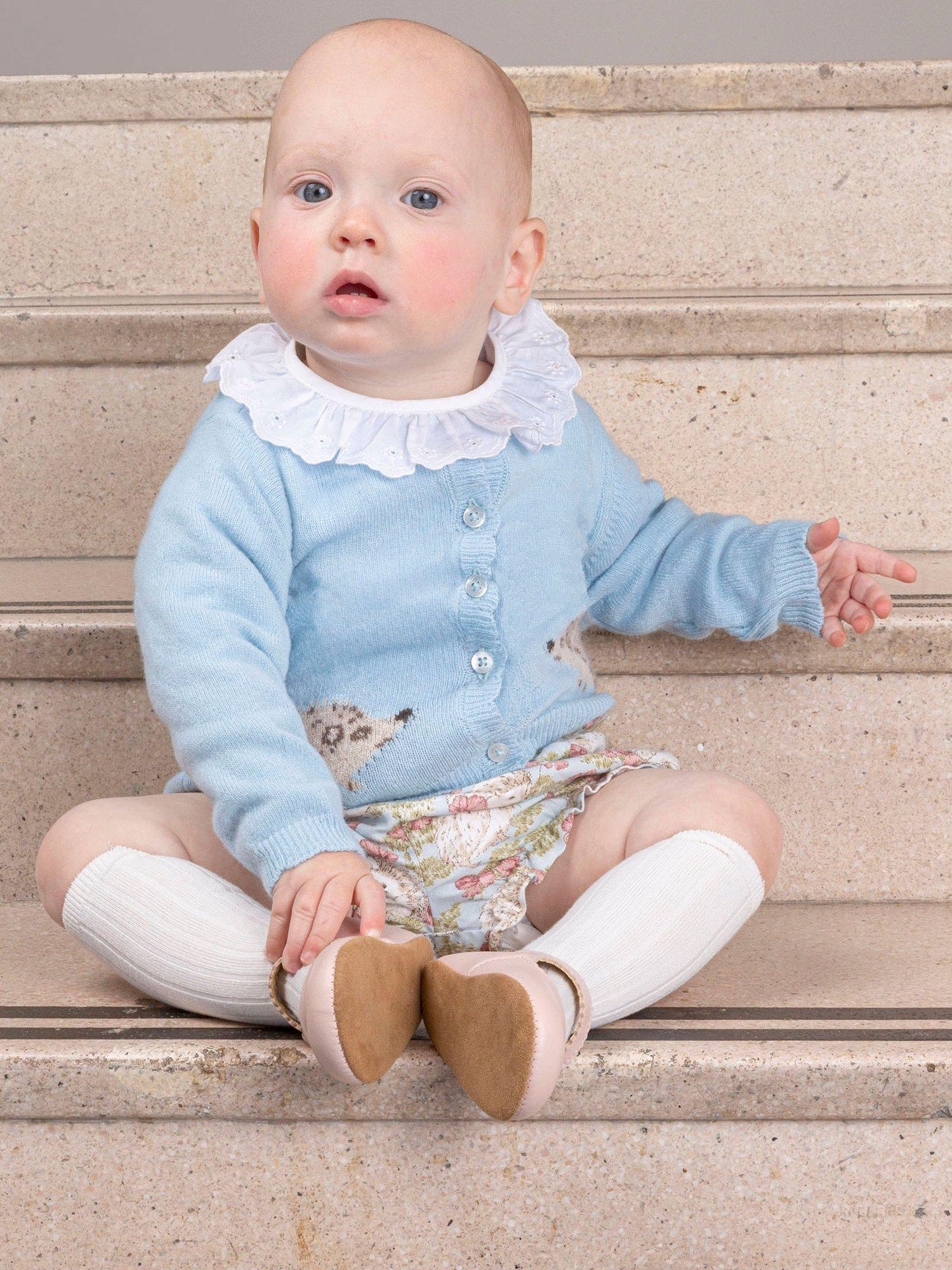 Product image 4 of 4, which shows Trotters Baby Hedgehog Cashmere Blend Cardigan, Sea Blue, 3-6 months