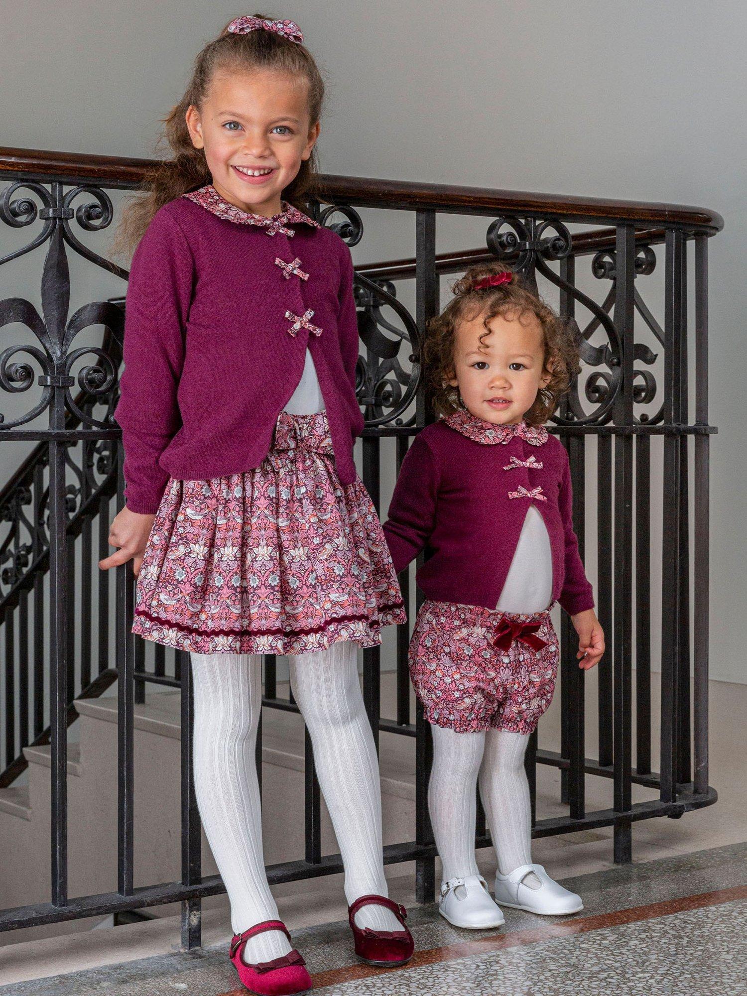 Product image 4 of 6, which shows Trotters Baby Strawberry Thief Bow Cardigan, Plumstrawberry, 3-6 months