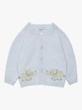 Trotters Baby Elephant Cardigan, Pale Blue