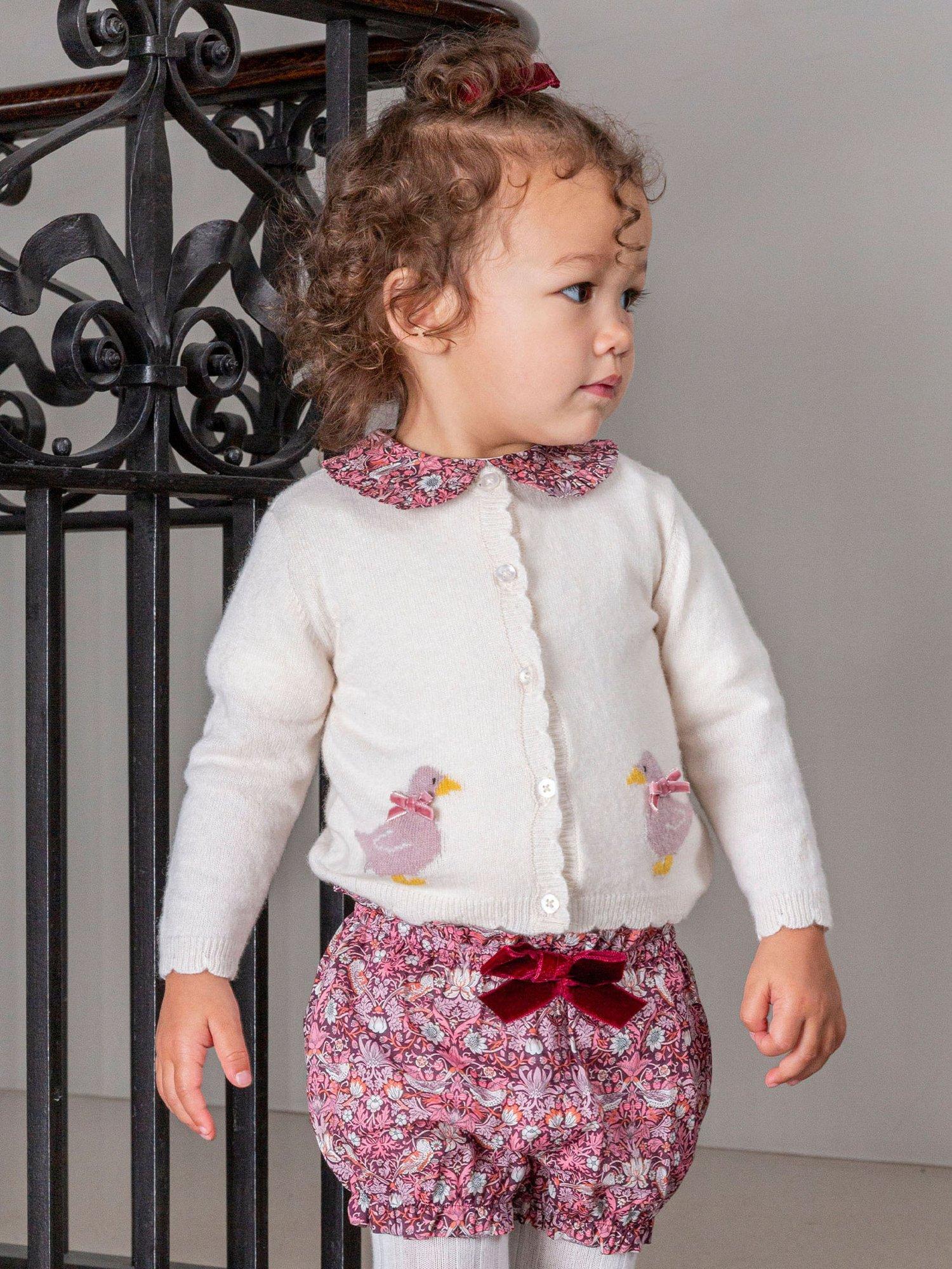 Product image 4 of 4, which shows Trotters Baby Duckling Cardigan, Winter White/Taupe, 3-6 months