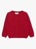 Trotters Baby Wool Blend Velvet Bow Cardigan, Crimson