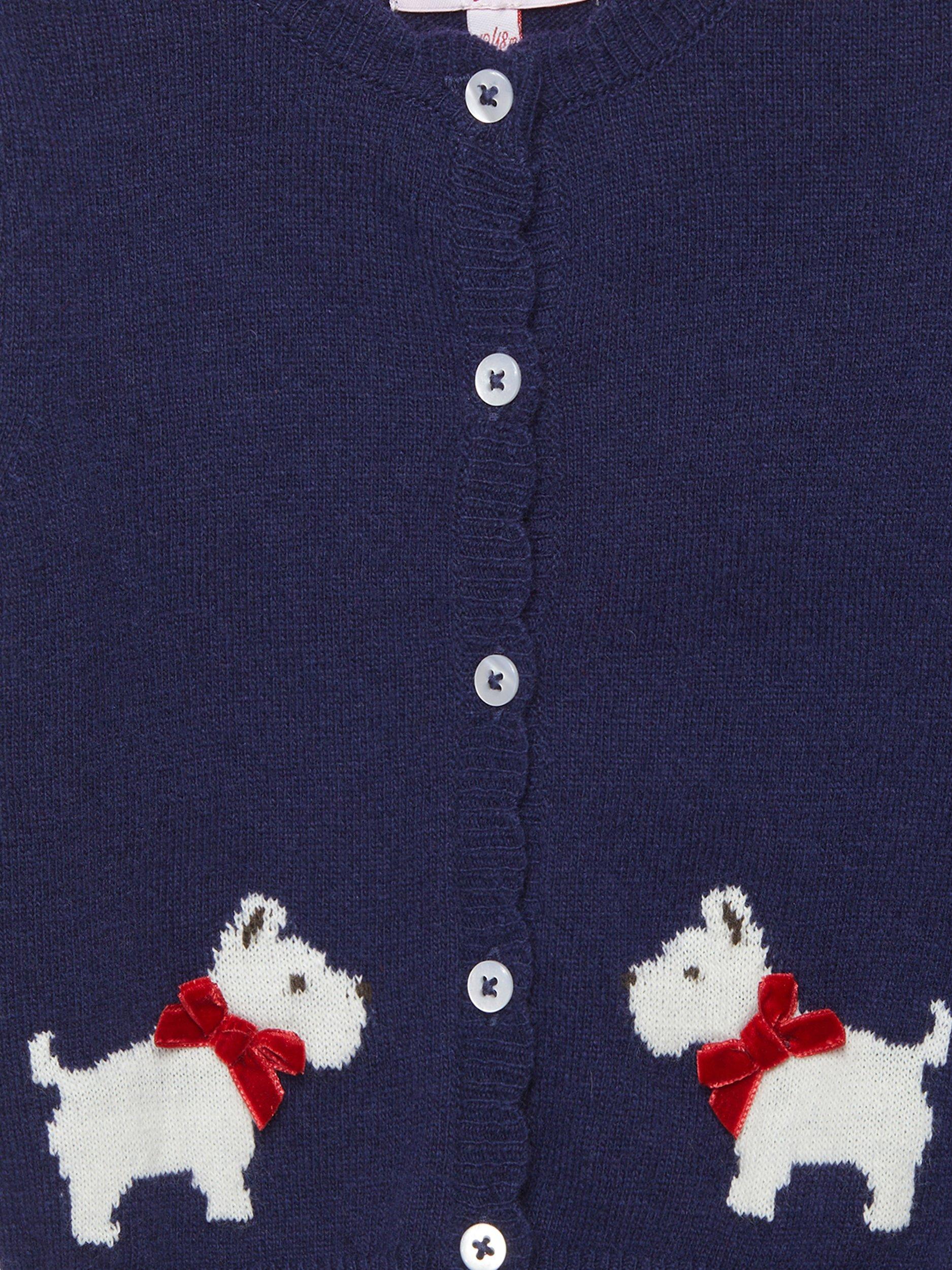 Product image 3 of 3, which shows Trotters Baby Scottie Cardigan, Navy, 3-6 months