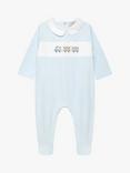 Trotters Baby Thomas Train Organic Cotton Blend Bodysuit, Pale Blue