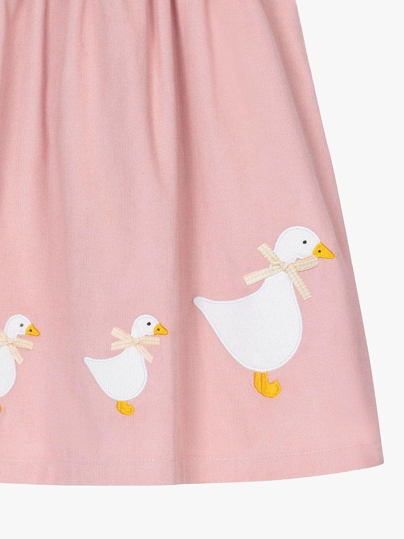 Product image 3 of 5, which shows Trotters Baby Ducks Pinafore, Pink Cord, 1-3 months
