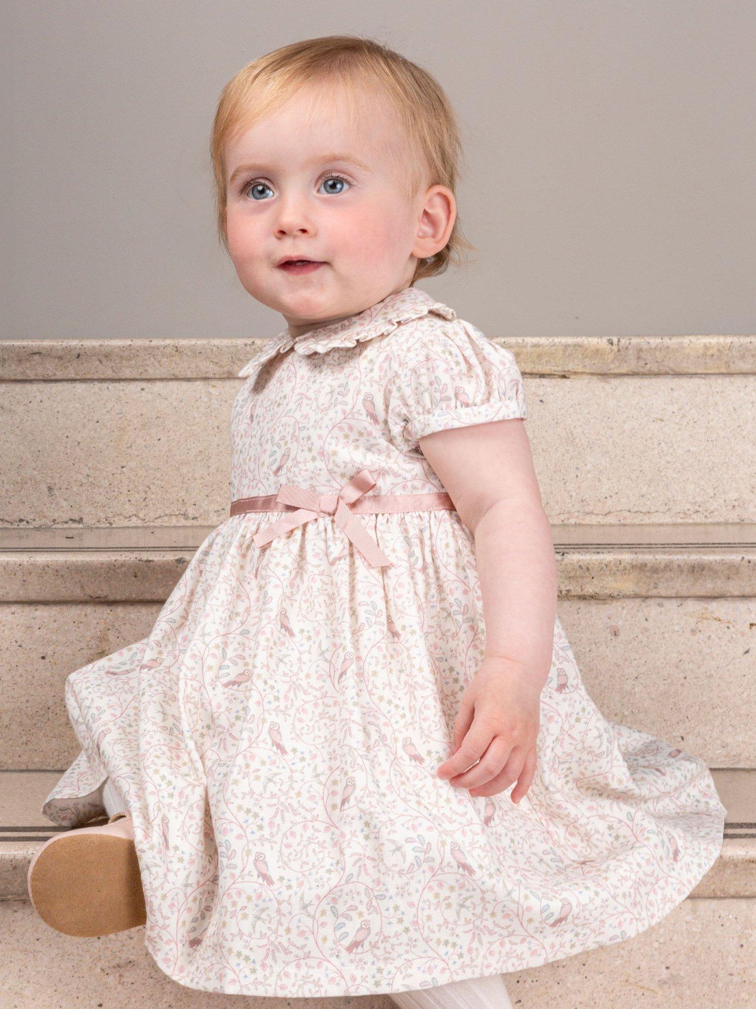 Product image 4 of 4, which shows Trotters Baby Olivia Owl Dress, Winter White, 3-6 months