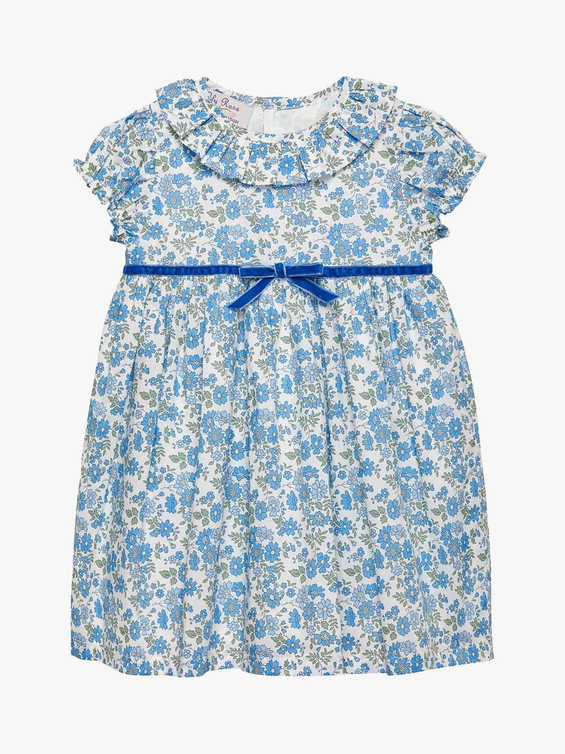 Product image 1 of 5, which shows Trotters Baby Floret Willow Dress, Blue/Multi, 3-6 months